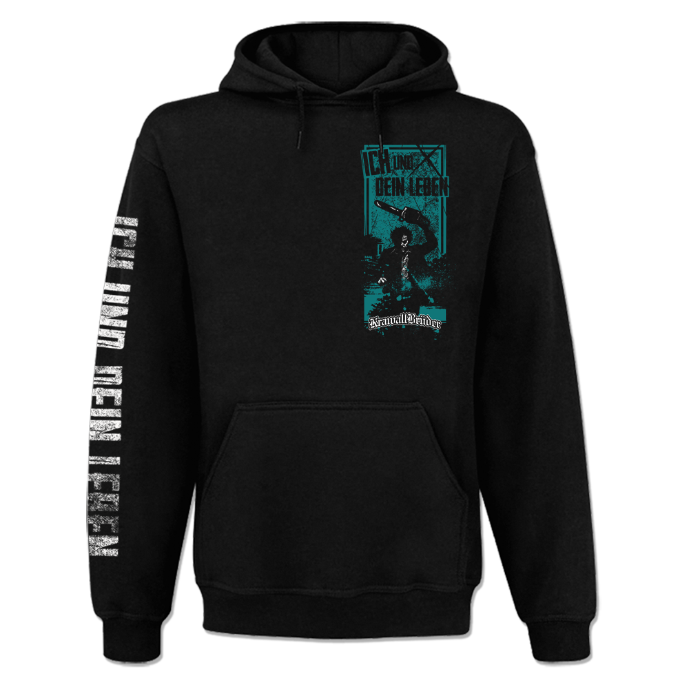 KrawallBrüder - Leatherface türkis, Kapuzenpullover schwarz AKTION
