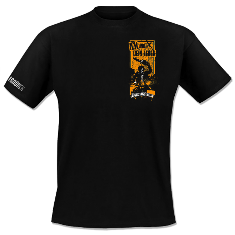 KrawallBrüder - Leatherface orange, T-Shirt schwarz AKTION