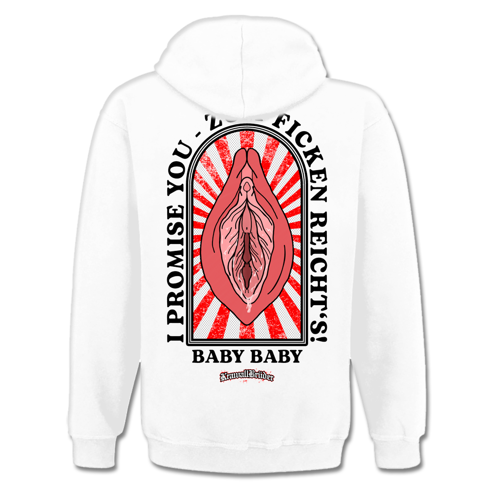 KrawallBrüder - Baby Baby Muschi, Kapuzenpullover weiß