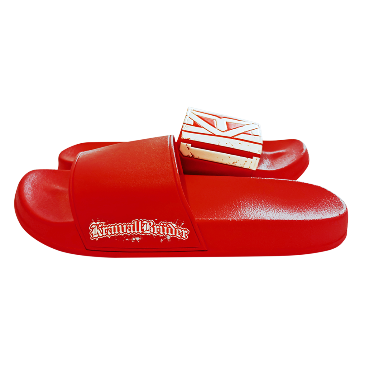 Krawallbrüder - Badelatschen Logo, rot