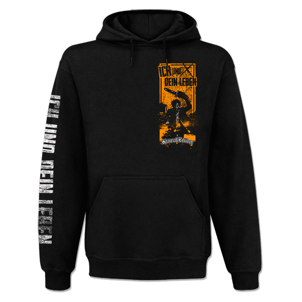 KrawallBrüder - Leatherface orange, Kapuzenpullover schwarz AKTION