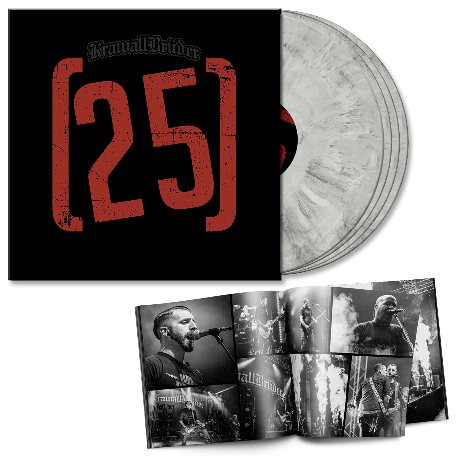 KrawallBrüder - 25 Jahre LIVE, 4 LP-Box lim. 300 weiss/schwarz marmoriert